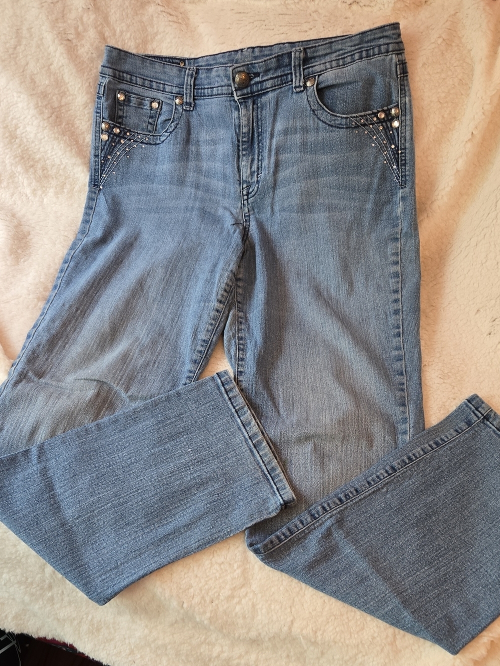 Style & Co. Classic Women's Blue Denim Jeans with Rhinestone Detail